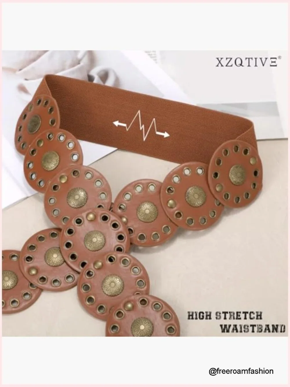 Women's Elasticized Cowgirl Concho Disc Belt Adjustable Waist